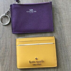 Kate Spade Card Holder Case Yellow and Coach Card Holder Keyring Purple